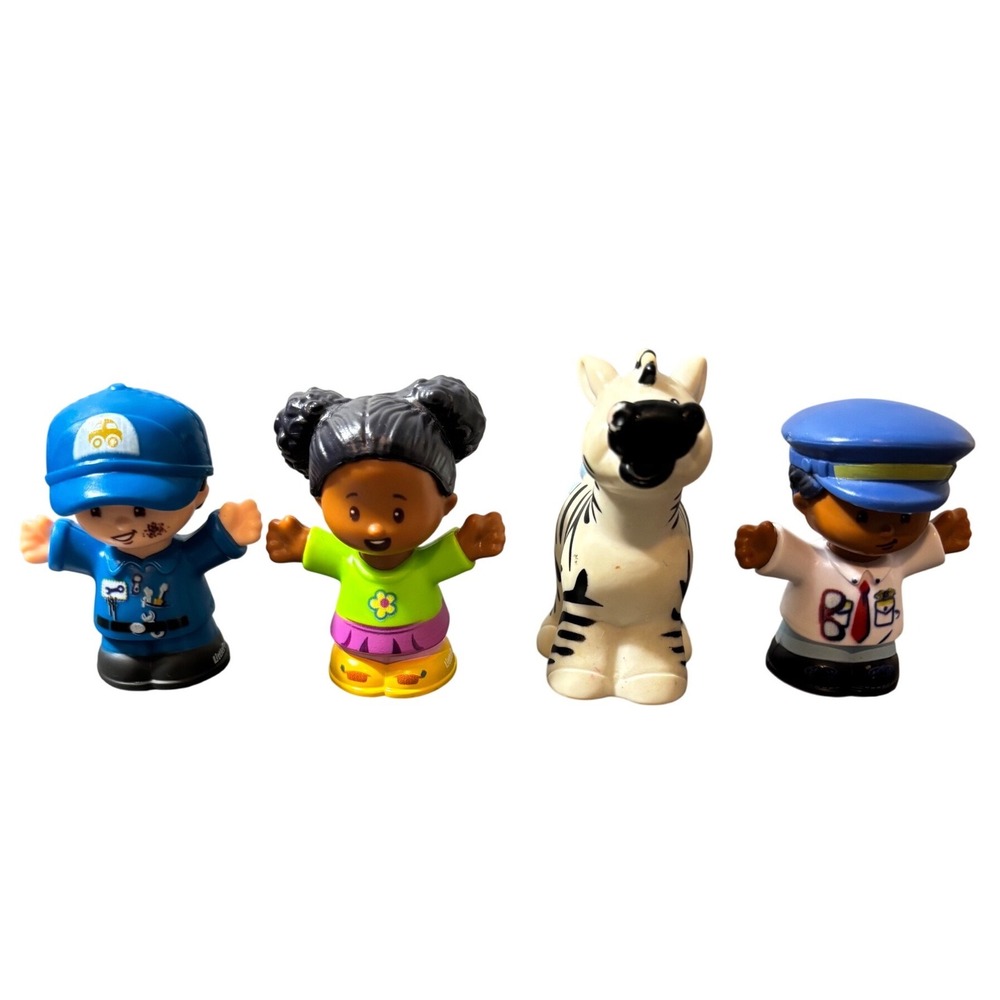 LOT(4)‎ Fisher-Price Little People Figures Mechanic/Pilot/Tessa/Zebra